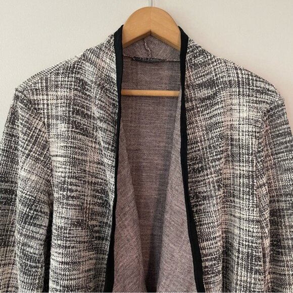 New Mr Max Black White Boucle Knit Open Duster Cardigan Blazer Size Large bin 3K - Picture 5 of 9